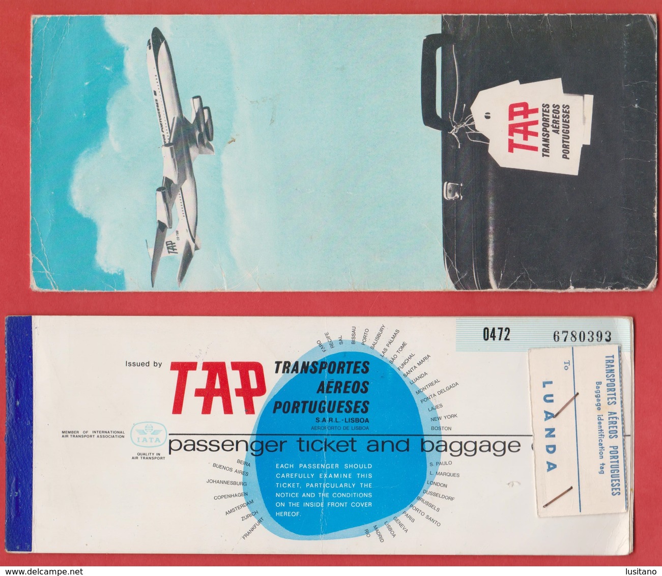 Aviation - Ticket Tap Air Portugal And Original Airlines Cover - Lisboa To Luanda Angola - 1971 - Europe