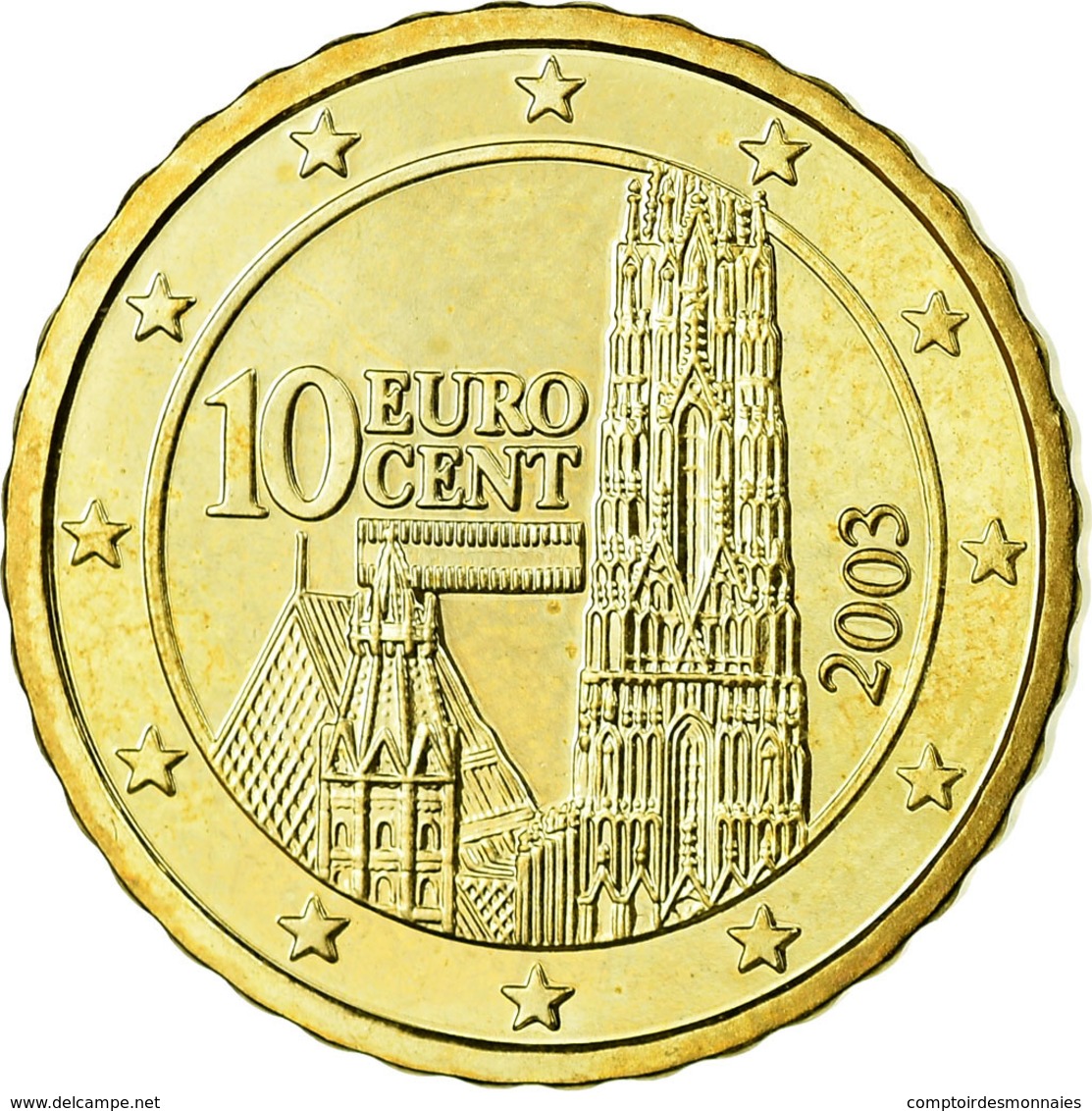 Autriche, 10 Euro Cent, 2003, SPL, Laiton, KM:3085 - Autriche