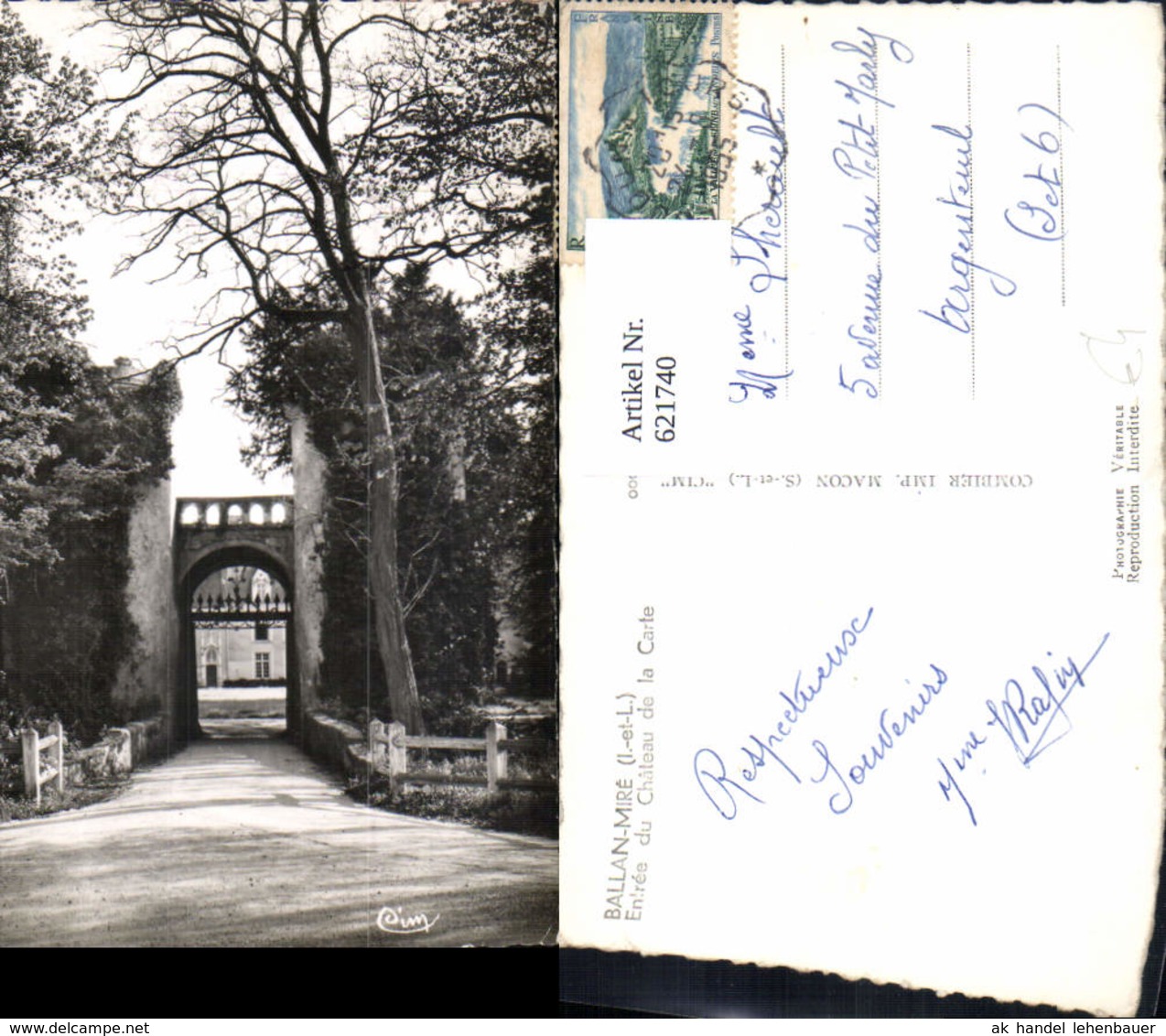 621740,Foto Ak Ballan-Mire Entree Du Chateau De La Carte France - Sonstige & Ohne Zuordnung