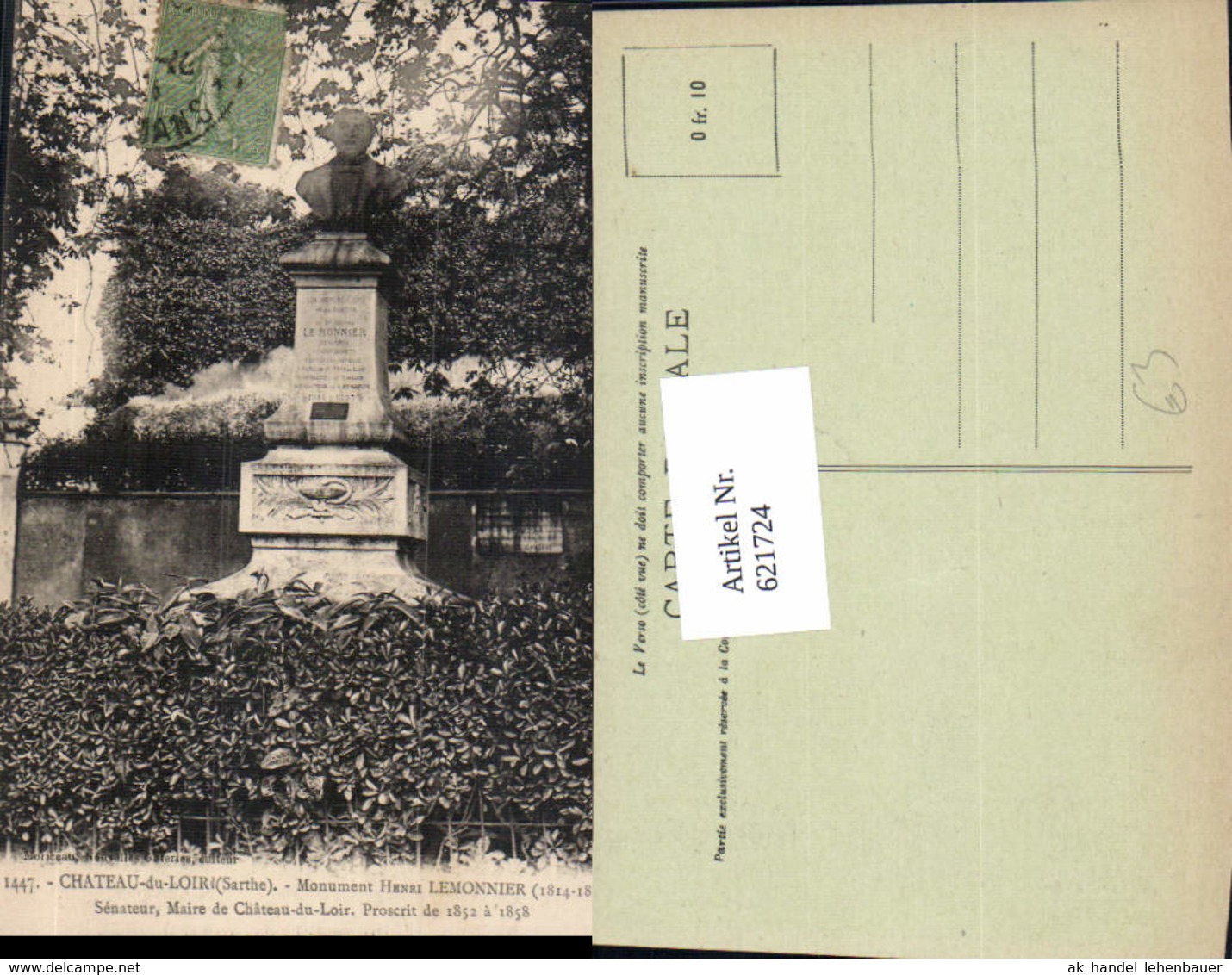 621724,Chateau Du Loir Sarthe Monument Henri Lemonnier France - Sonstige & Ohne Zuordnung