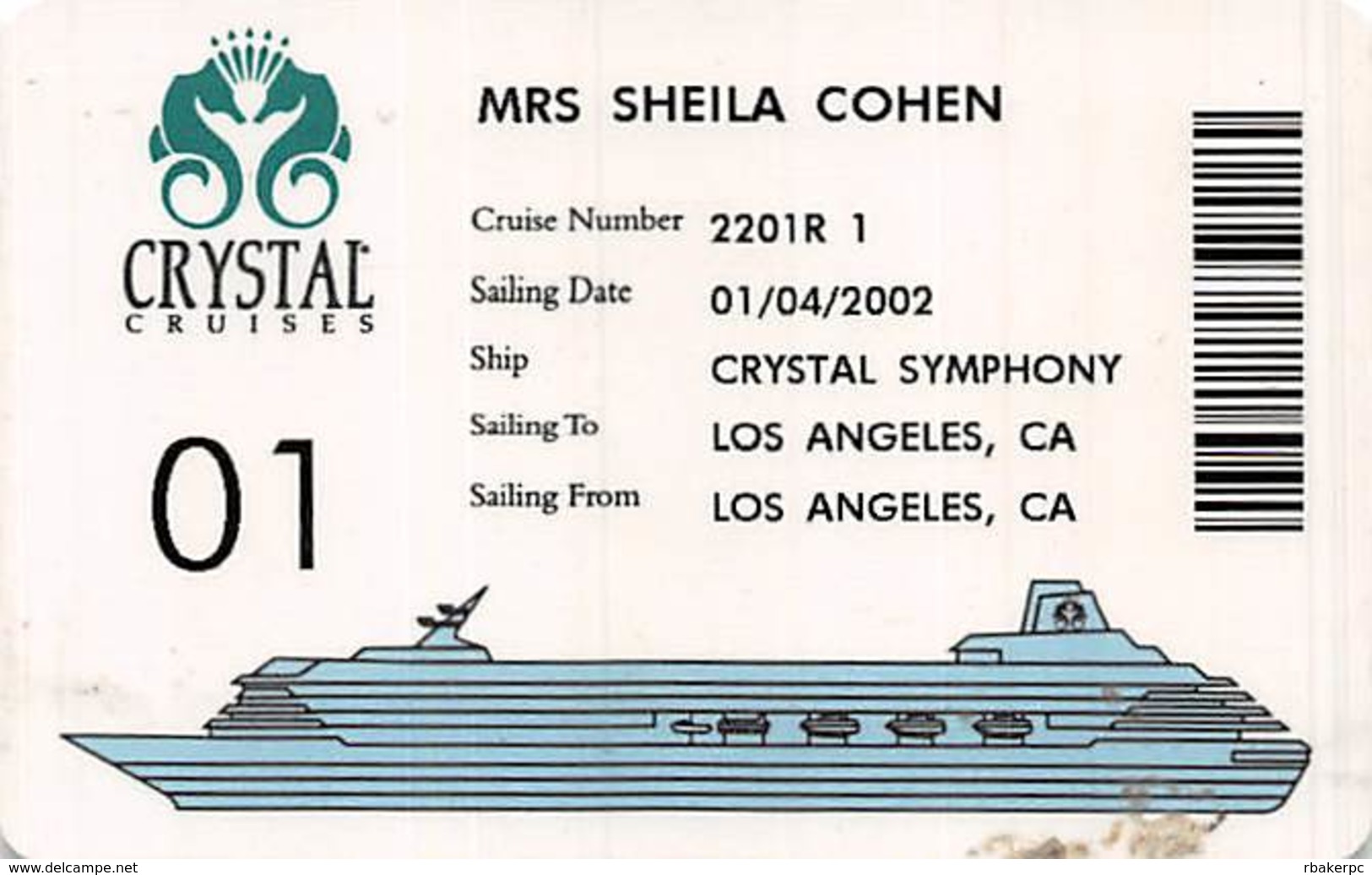 Crystal Cruises - Cruise Ship Card - Cartes D'hotel