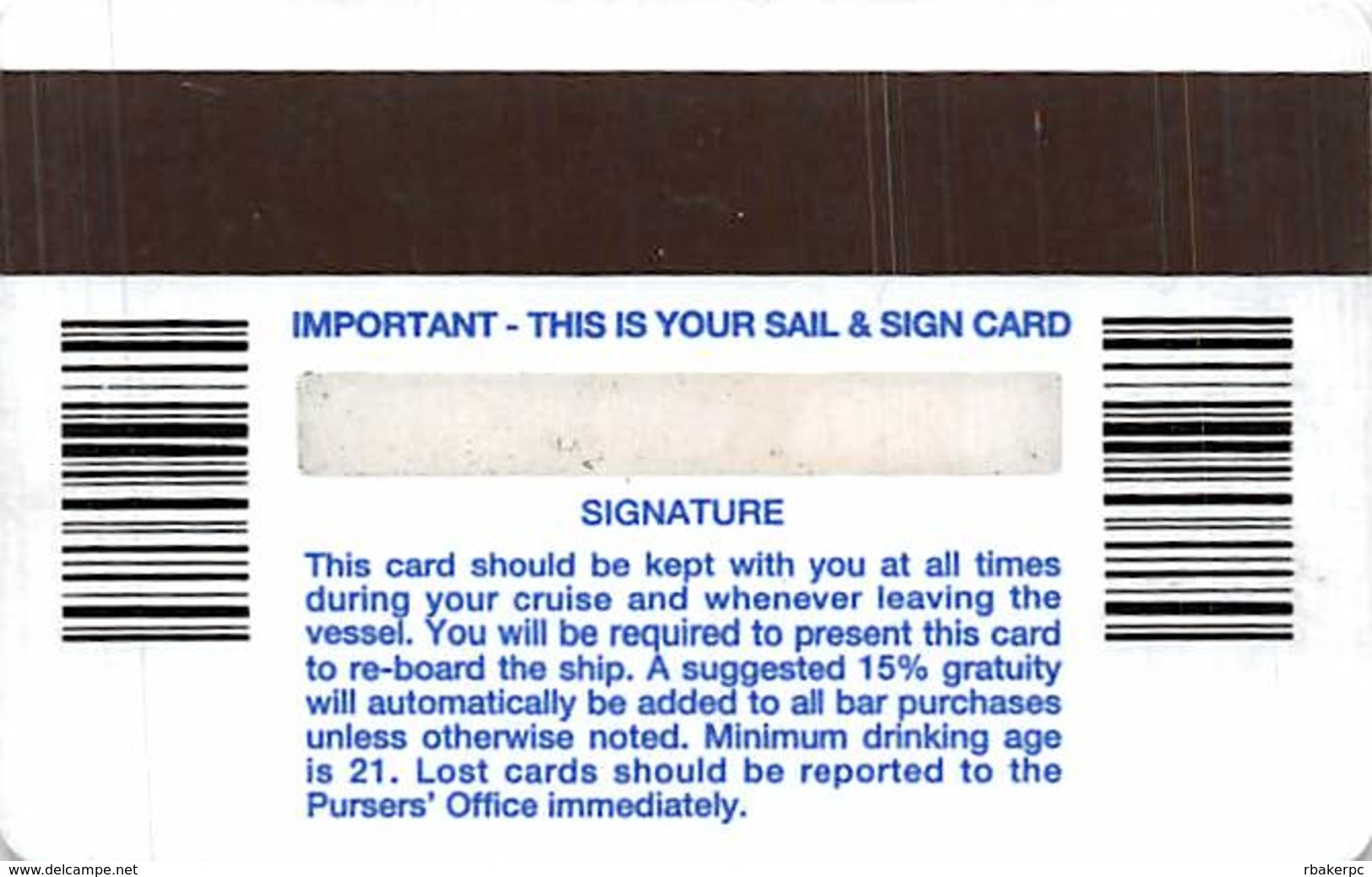 Carnival Cruises - Cruise Ship ID Card / Room Key - Cartes D'hotel