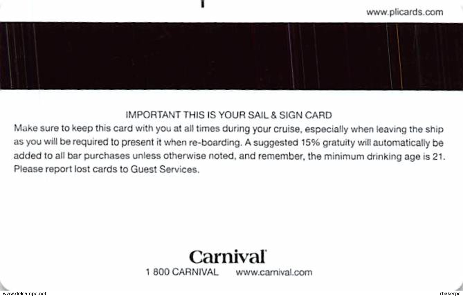 Carnival Cruises - Cruise Ship ID Card / Room Key - Cartes D'hotel