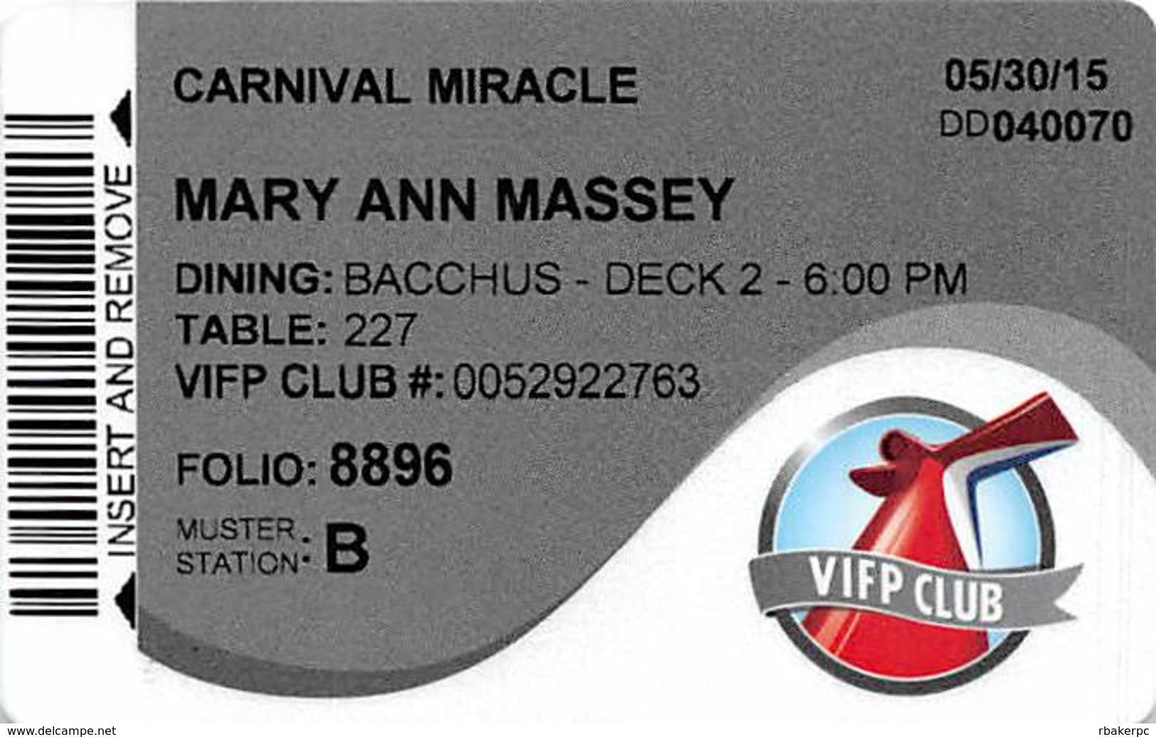 Carnival Cruises - Cruise Ship ID Card / Room Key - Cartes D'hotel