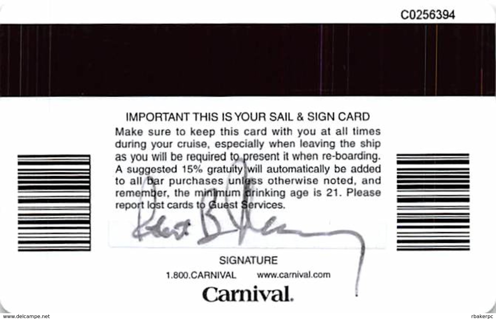 Carnival Cruises - Cruise Ship ID Card / Room Key - Cartes D'hotel