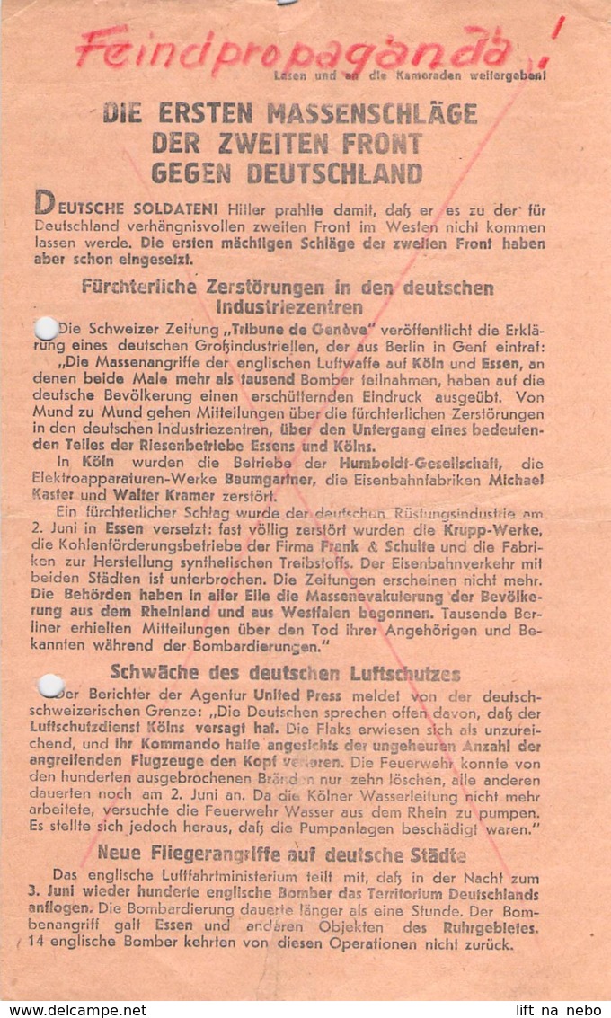 WWII WW2 Flugblatt Tract Leaflet Soviet Propaganda Against Germany  CODE 1558 - 1939-45