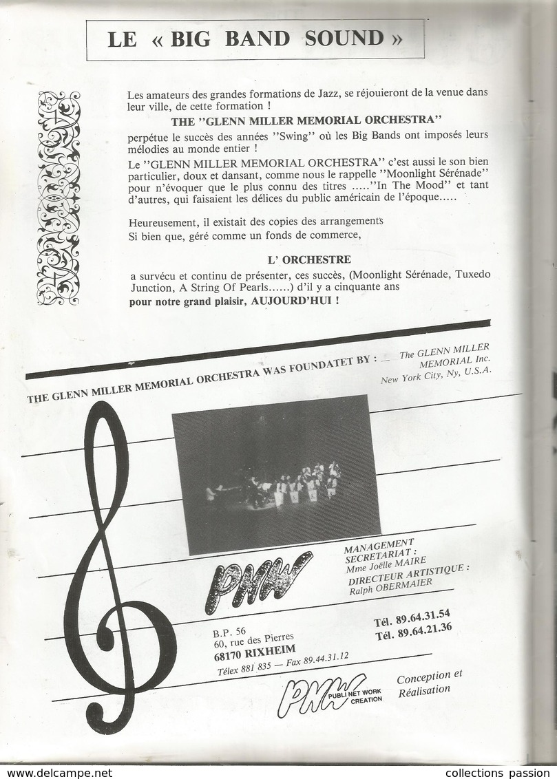 Programme ,  The Glenn Miller Memorial Orchestra ,  10 Pages,  5 Scans ,  Frais Fr 2.30 E - Programme