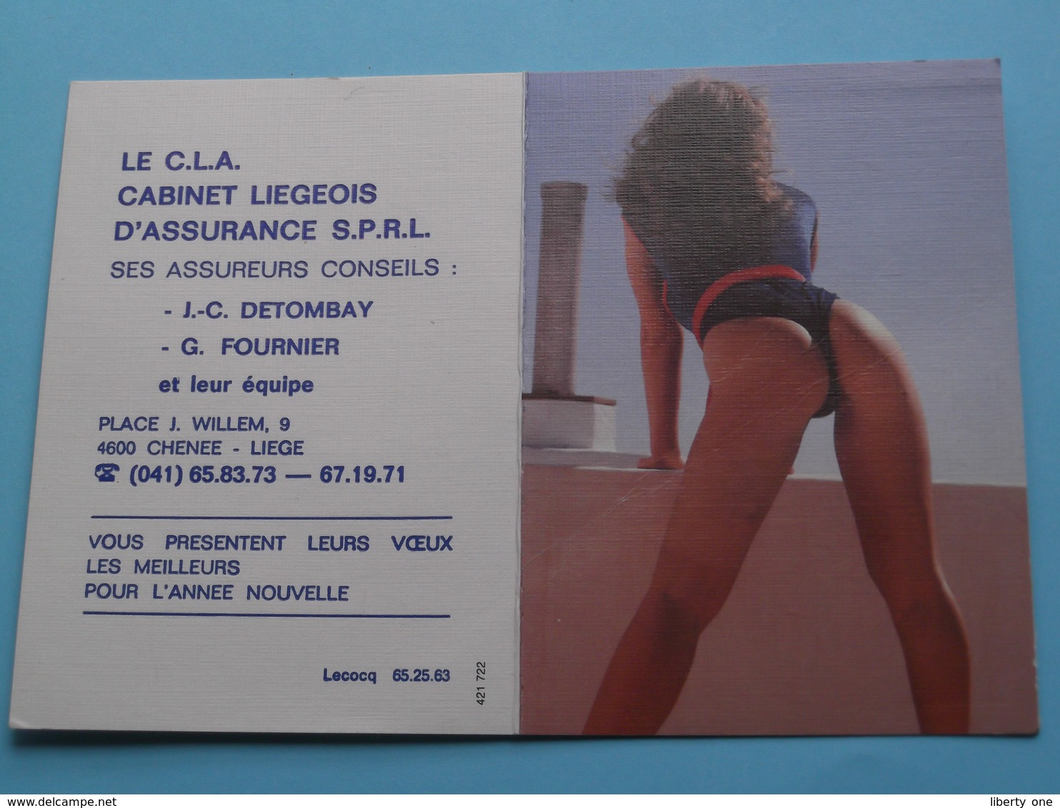 Le C.L.A. Cabinet Liegeois D'Assurance Chenée 1988 (Femme Nude / Naakt / Naked) ( Zie/voir Photo Svp ) ! - Petit Format : 1981-90