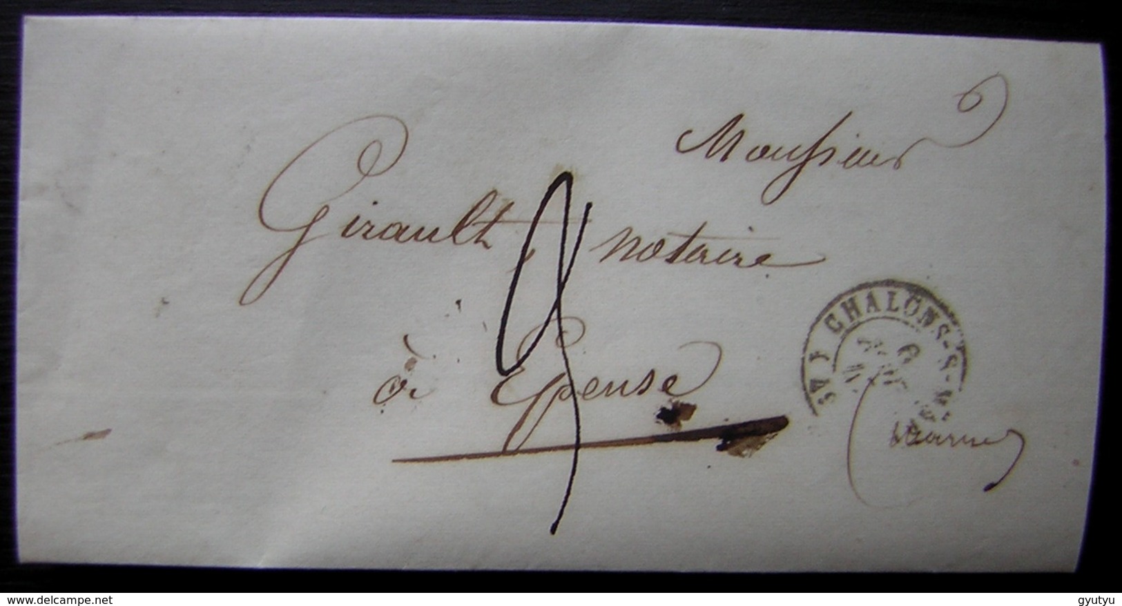 1847 Châlons Sur Marne Lettre Du Greffe De La Justice De Paix Pour Epense, Cursive De Givry En Argonne à L'arrière - 1801-1848: Précurseurs XIX