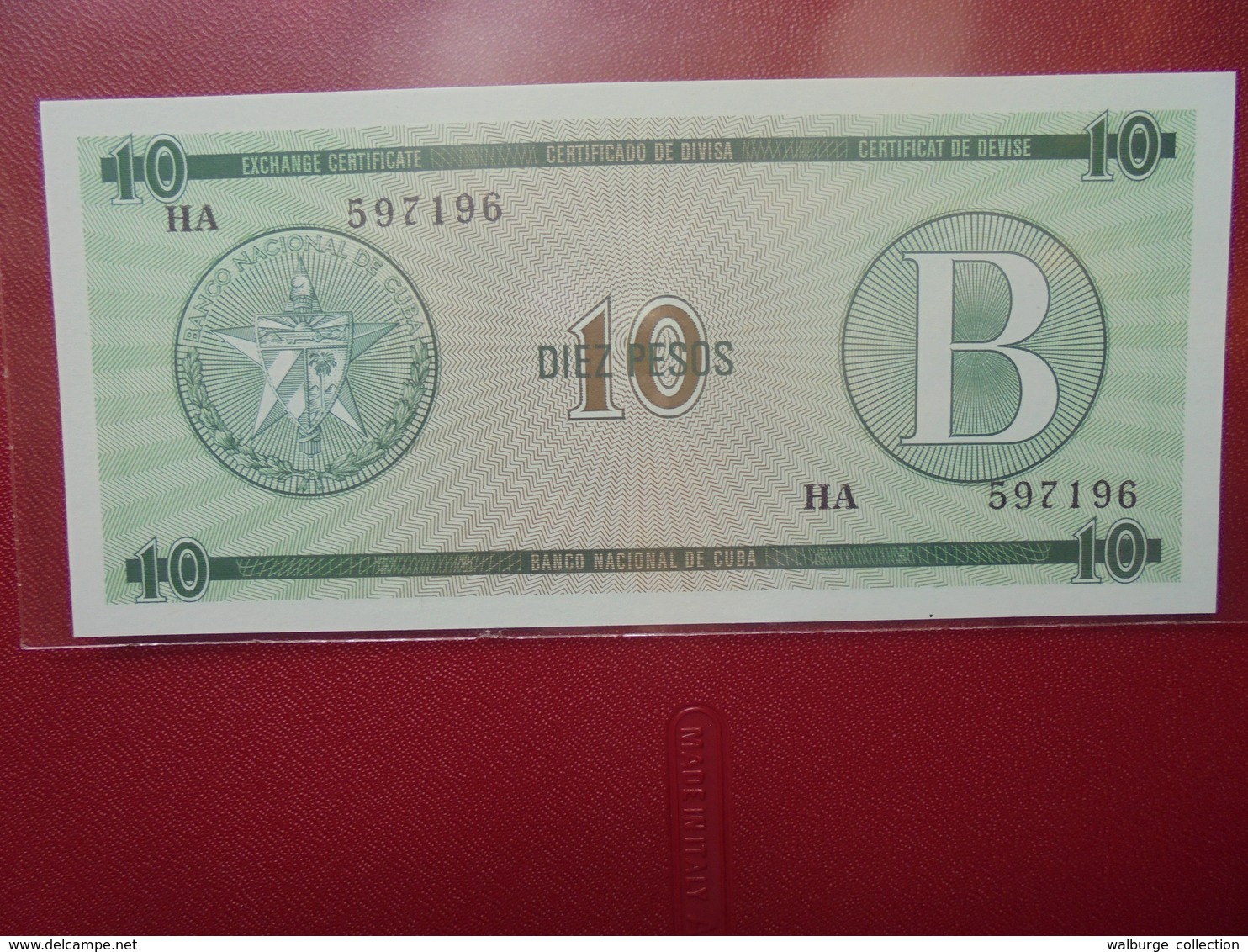 CUBA 10 PESOS SERIE "B" PEU CIRCULER/NEUF - Cuba