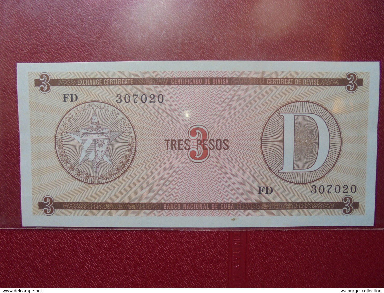 CUBA 3 PESOS SERIE "D" PEU CIRCULER/NEUF - Cuba