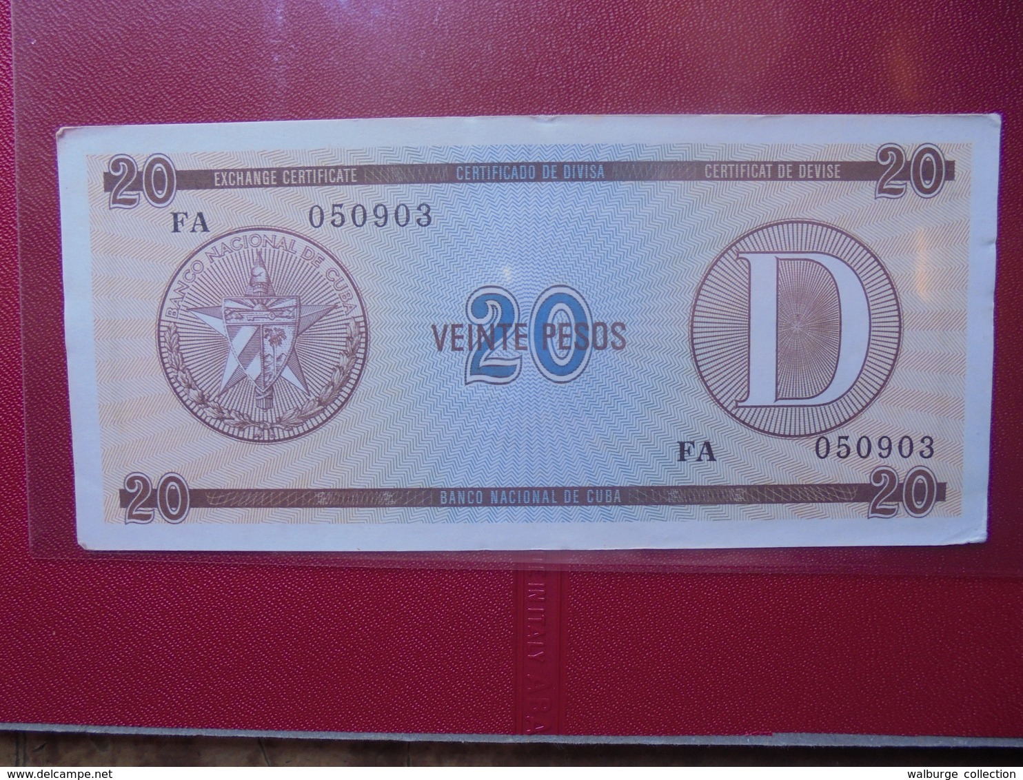 CUBA 20 PESOS SERIE "D" PEU CIRCULER/NEUF - Cuba