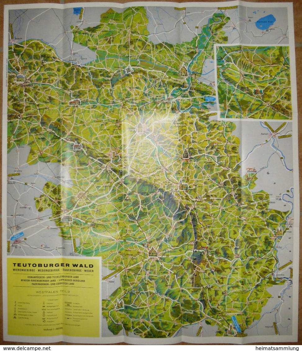 Deutschland - Teutoburger Wald Wiehen- Und Wesergebirge - Faltblatt Mit Farbiger Karte 1:200'000 - Rückseitig 10 Abbildu - Dépliants Turistici