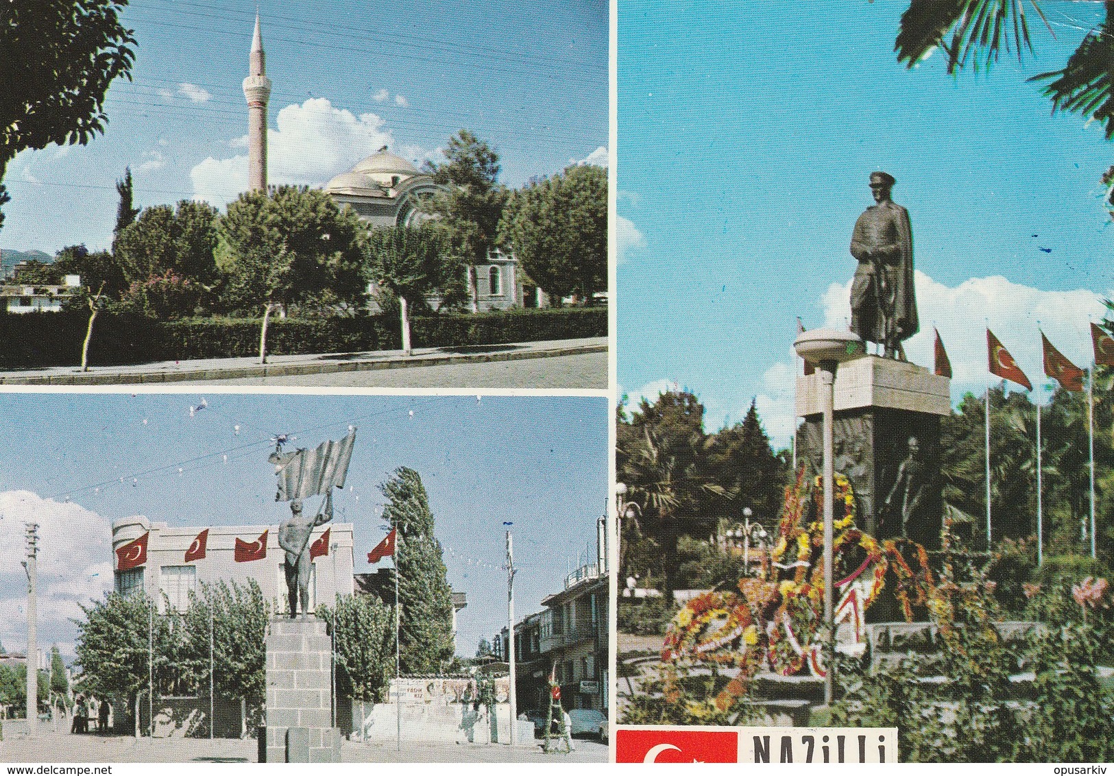 Turkey / Aydin / Nazilli - 1970/80 - Postcard: Ataturk Monuments And A Mosque. Different Views. - Circulated * - Türkei