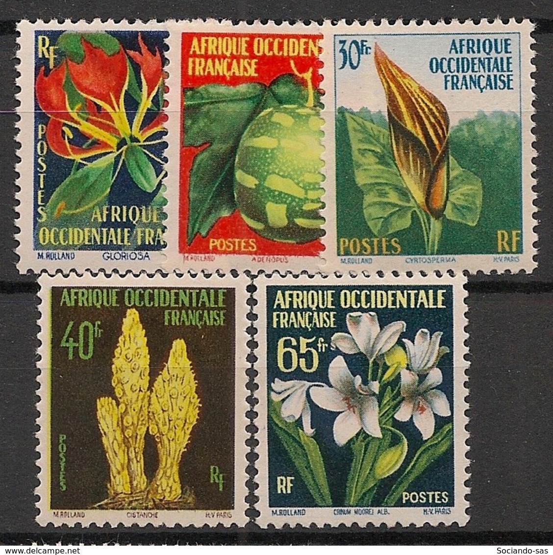 AOF - 1958 - N°Yv. 68 à 72 - Fleurs - Neuf Luxe ** / MNH / Postfrisch - Nuovi