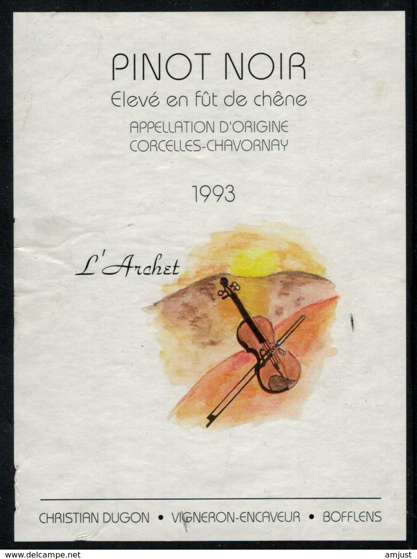 Etiquette De Vin // Pinot-Noir De Chavornay 1993, L'archet Et Le Violon - Violine