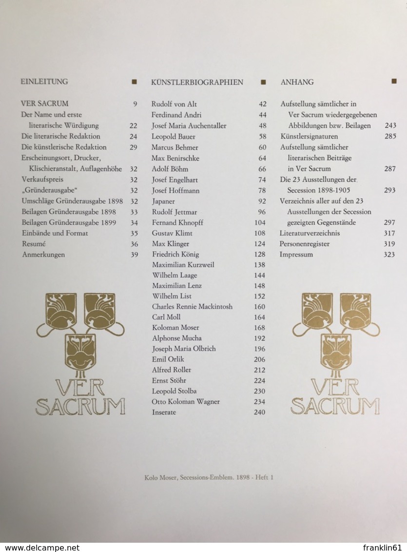 Ver Sacrum 1898 - 1903. - Other & Unclassified