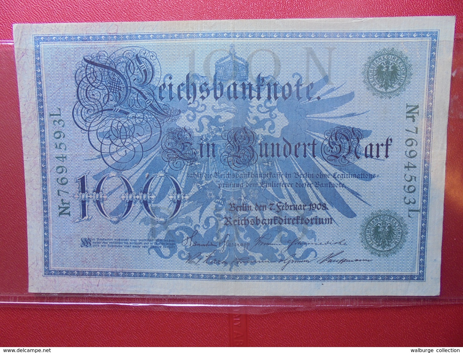 Reichsbanknote :100 MARK 1908 (CACHET VERT FONCE) - 100 Mark