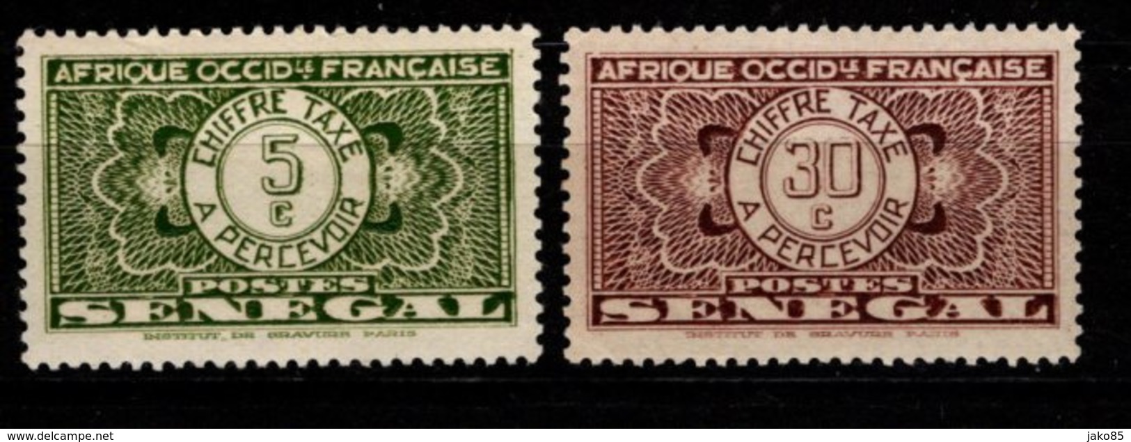 SENEGAL - 1935 - YT N° Taxe 22 + 26 - * - - Postage Due