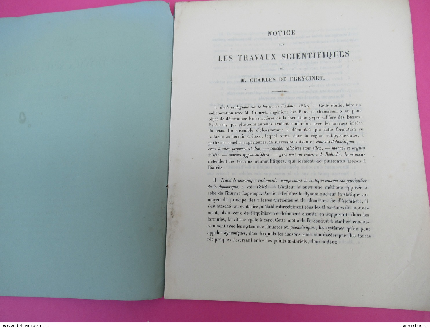 Notice/Politique/ /Les Travaux Scientifiques De Ch. De FREYCINET/Ingénieur En Chef Des Mines/Lavallée/1882     MDP124 - 1801-1900