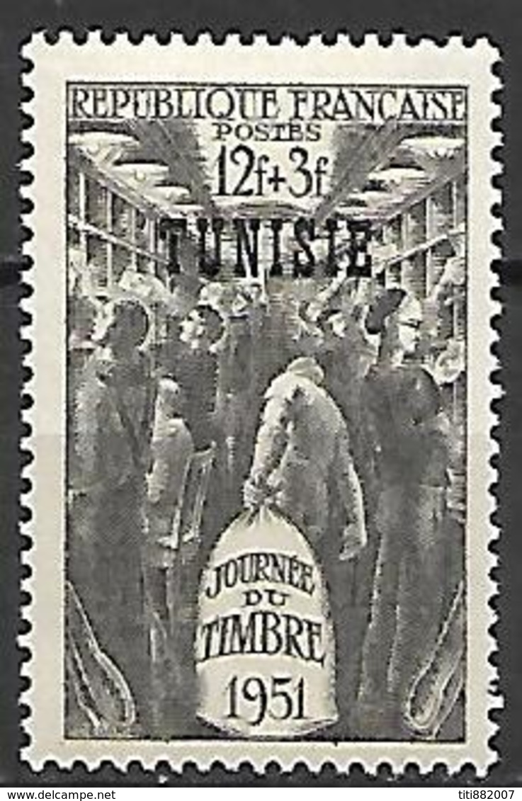 TUNISIE    -    1951 .    Y&T N° 349 ** .   Journée Du Timbre  /  Wagon Postal - Ongebruikt