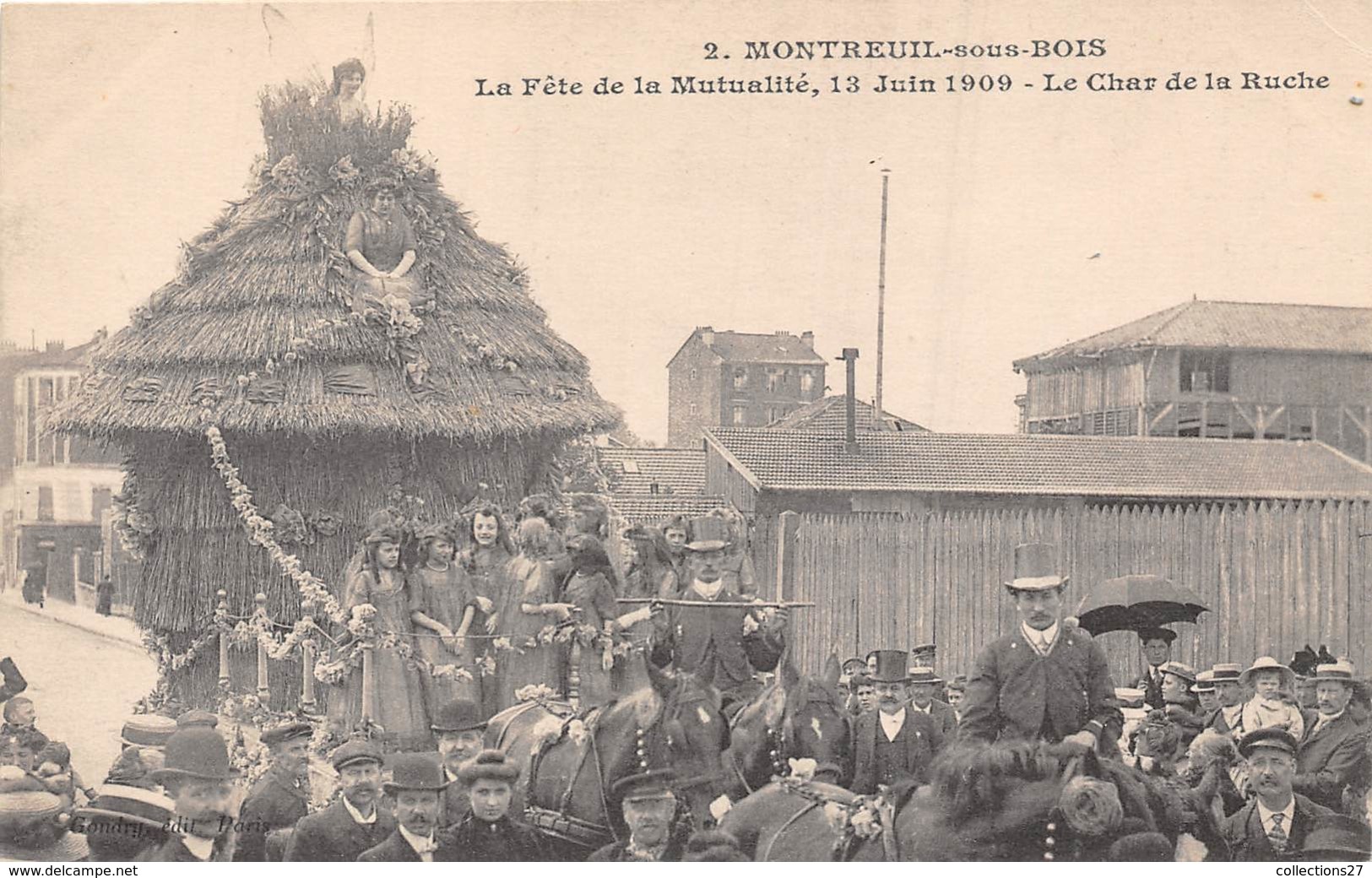 93-MONTREUIL-SOUS-BOIS- FÊTE DE LA MUTUALITE 13 JUIN 1909- LE CHAR DE LA RUCHE - Montreuil