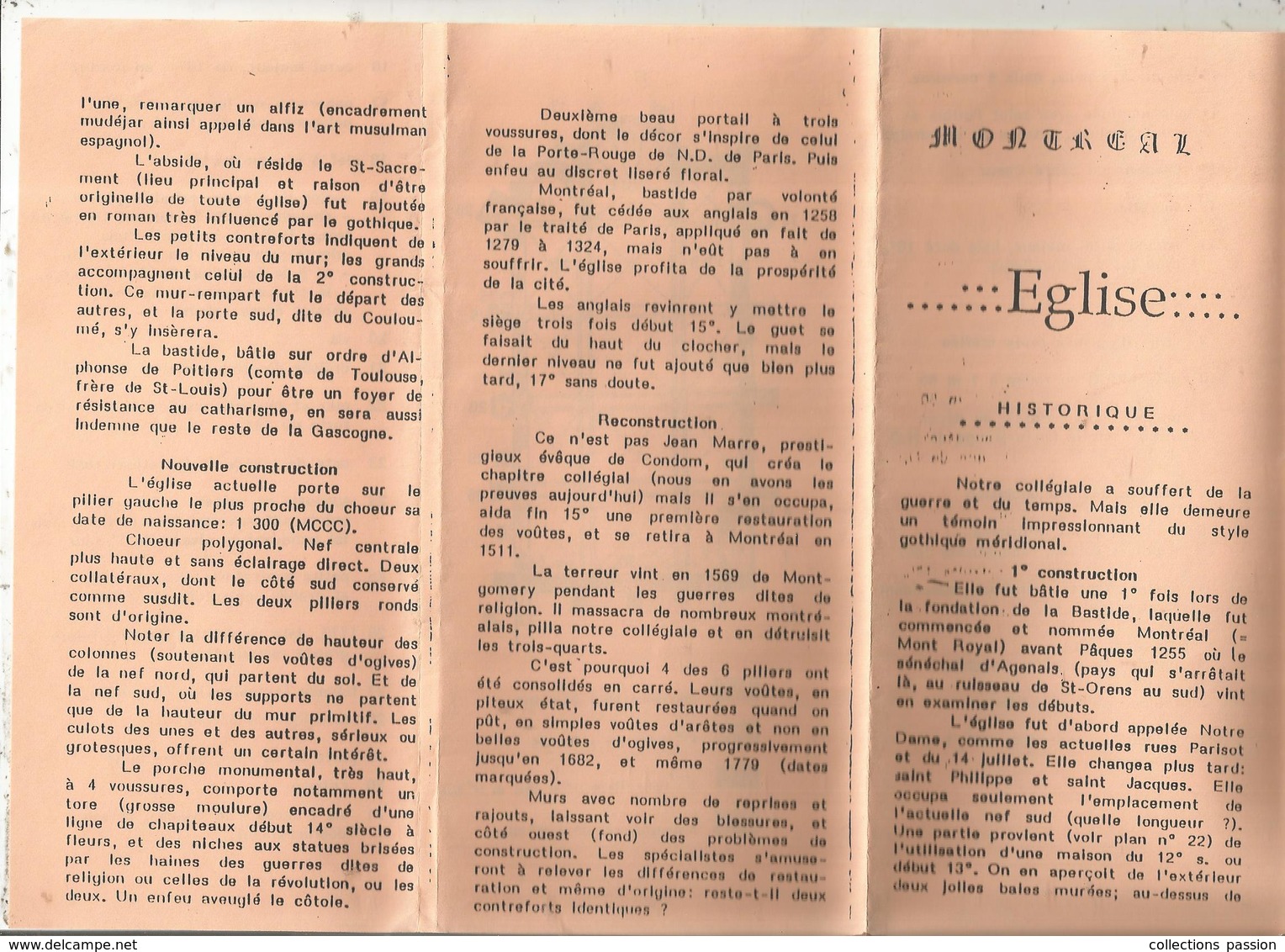Dépliant Touristique ,  MONTREAL DU GERS , église , 6 Pages, 2 Scans , Frais Fr 1.55 E - Dépliants Touristiques