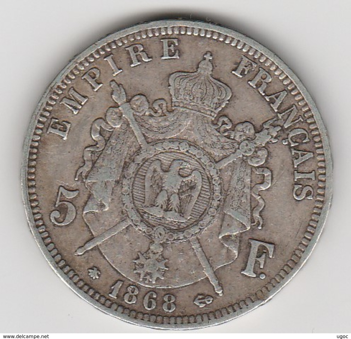 5 FR NAPOLEON III EMPEREUR Argent 1868 A Bon état - 001 - 5 Francs