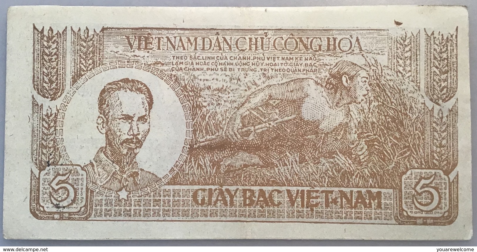 Vietnam ND (1948) 5 Dông BROWN COLOUR P. 17 RARE AU CONDITION(banknote Billet Viet Nam Paper Money Geldschein - Vietnam