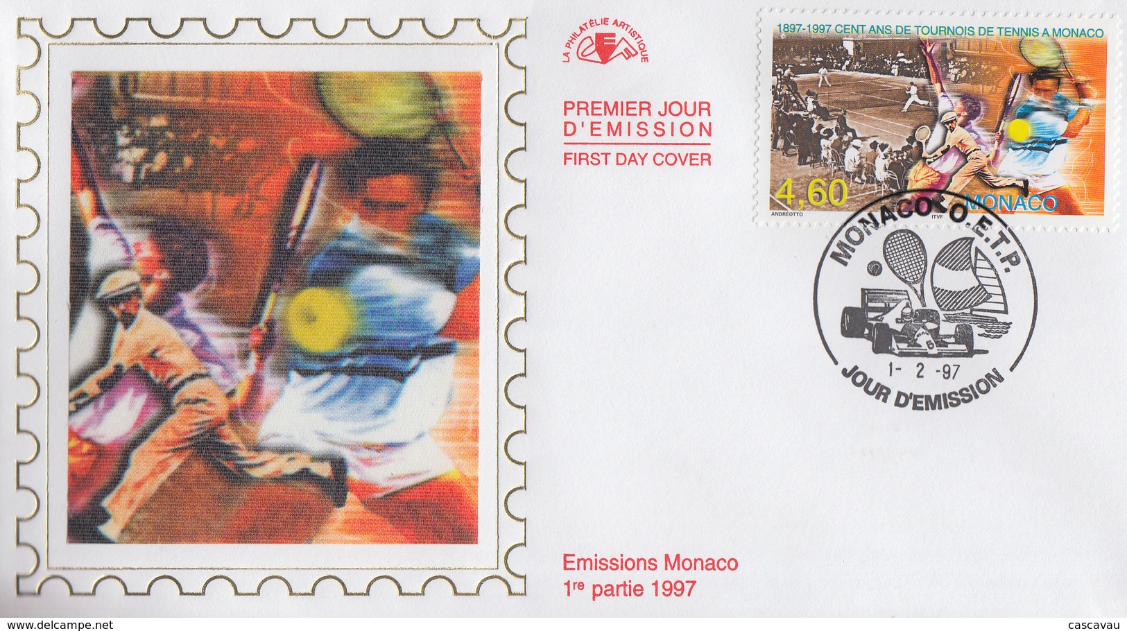 Enveloppe  FDC  1er   Jour   MONACO    Cent  Ans  De  Tournois  De  TENNIS    1997 - FDC