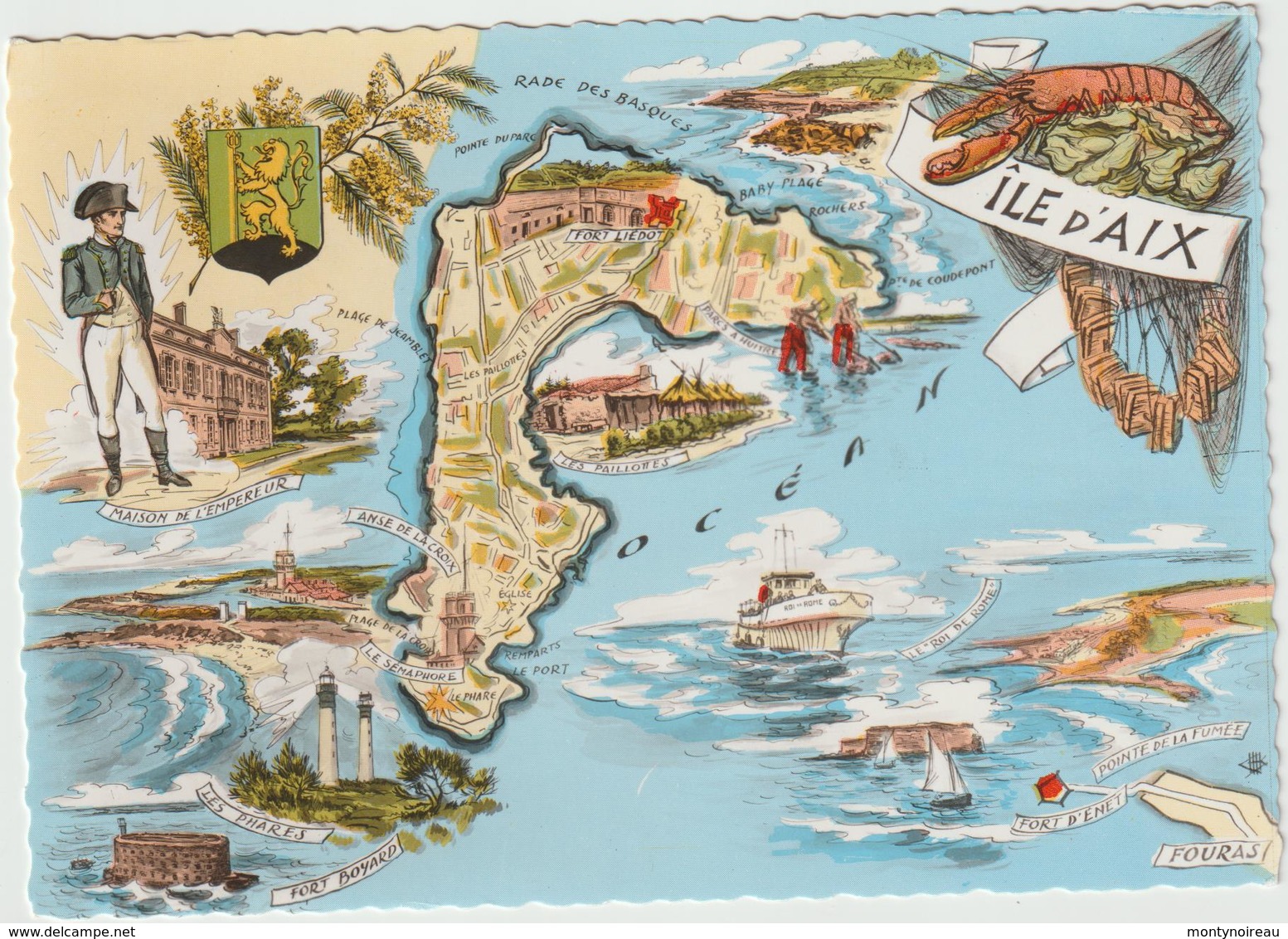 Charente Maritime   : Carte  Géographique :ile D '  Aix , Fort  Boyard ,liedot,napoléon, Fouras, ... - Autres & Non Classés
