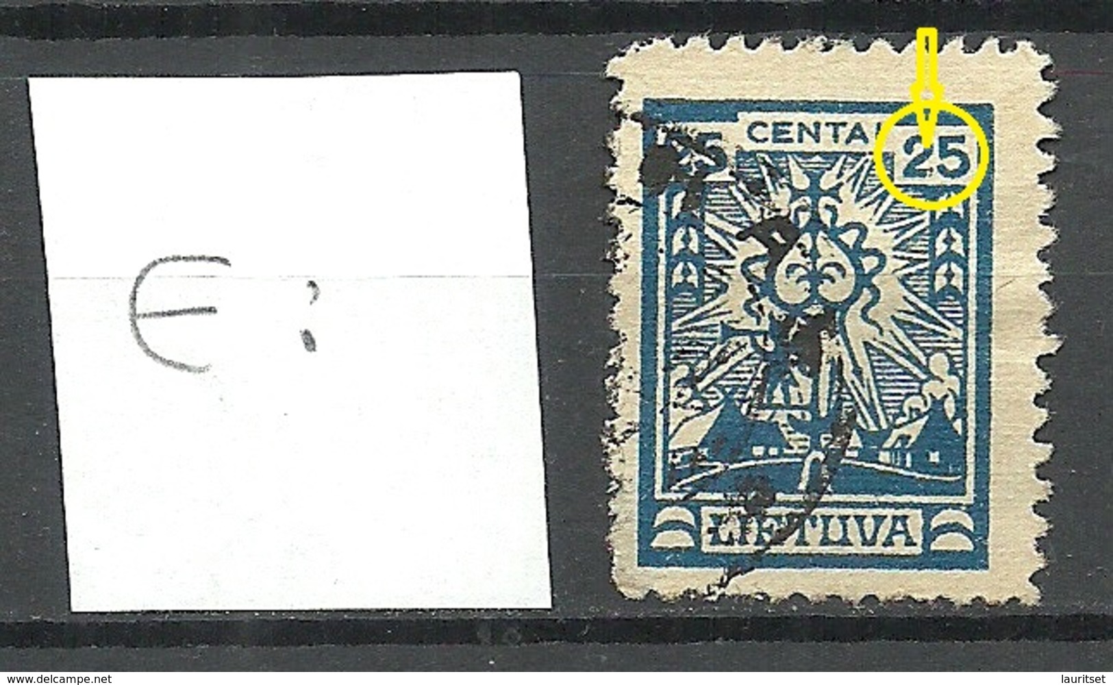 LITAUEN Lithuania 1923 Michel 219 ERROR Variety Abart O - Litauen