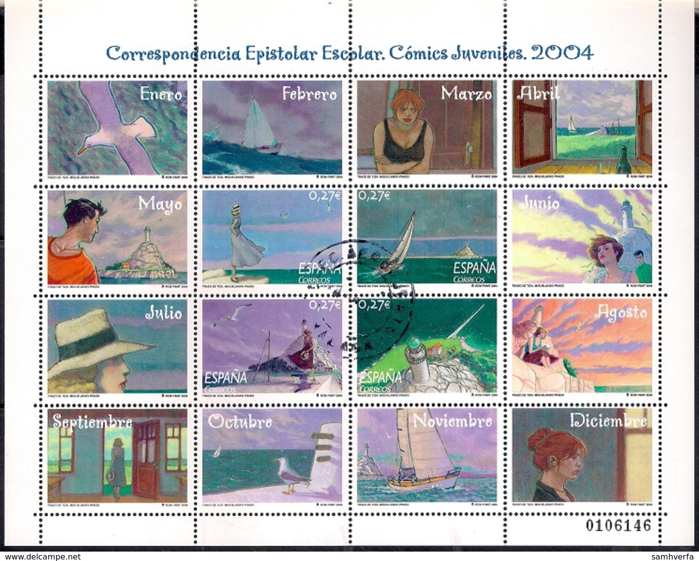 Spain 2004 - Sheet - School Stamps - Graphic Novel Trazo De Tiza - Usados