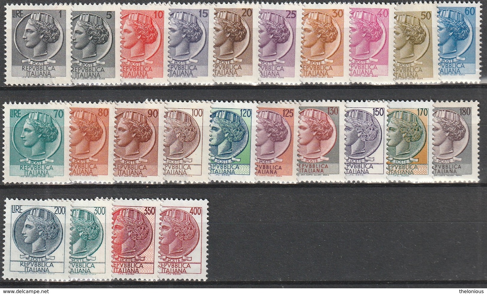 # Italia 1968 - Italia Turrita Detta Siracusana 24 Valori - MNH ** - 1961-70:  Nuovi