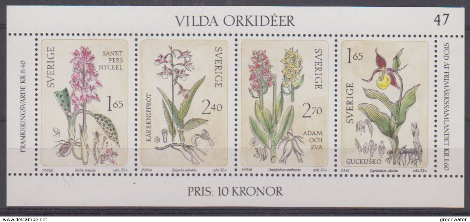Sweden 1982 Orchids M/s ** Mnh (43384) - Blokken & Velletjes