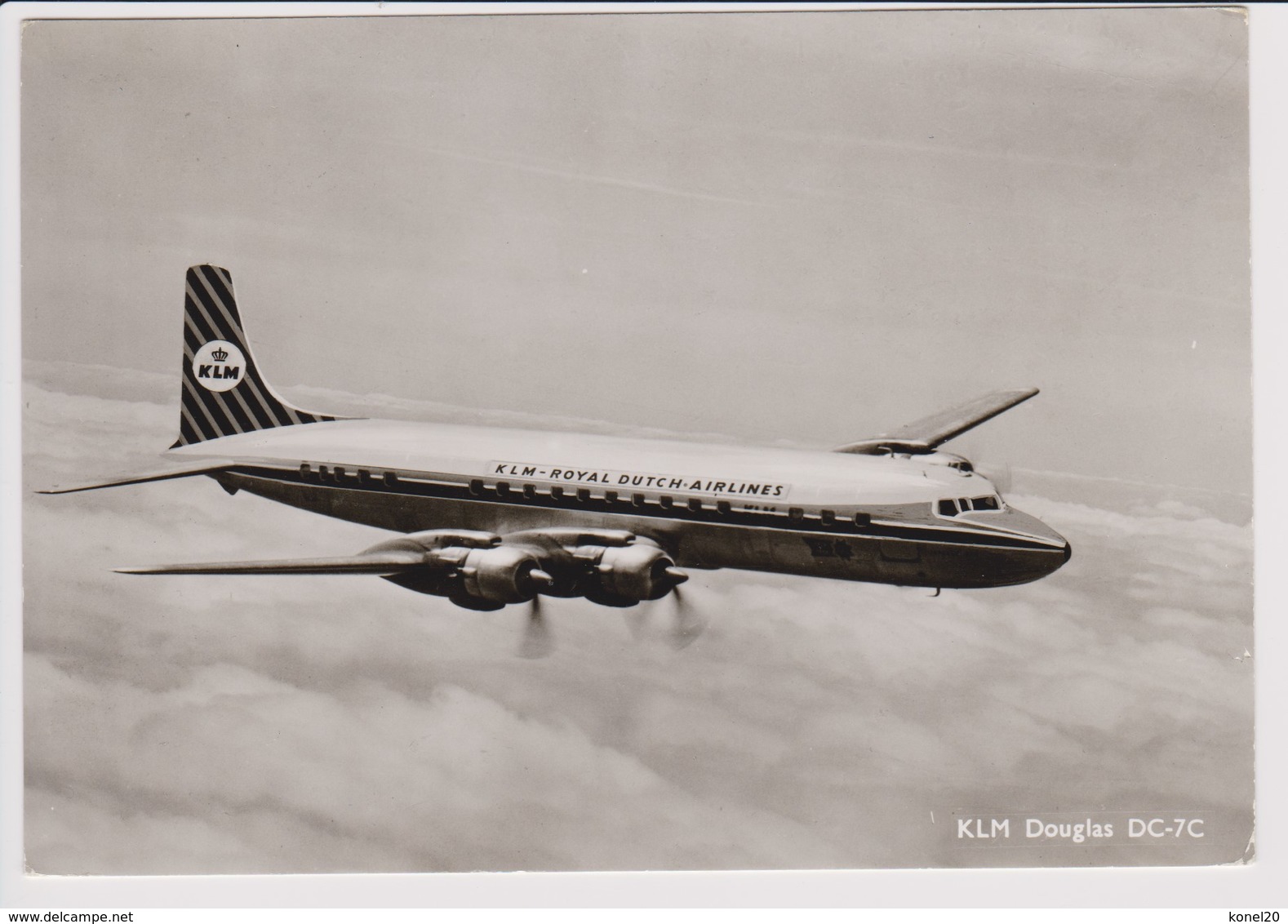 Vintage Rppc KLM K.L.M Royal Dutch Airlines Douglas Dc-7 Aircraft Inflight - 1919-1938: Fra Le Due Guerre