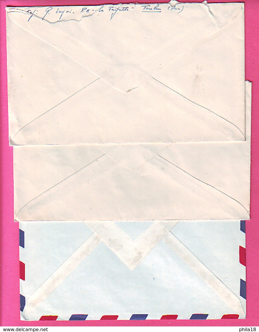 3 ENVELOPPES OBLITERATION HEXAGONALE PORTE AVIONS LAFAYETTE SUR GANDON 1956 / 1957 / 1958 - Poste Maritime