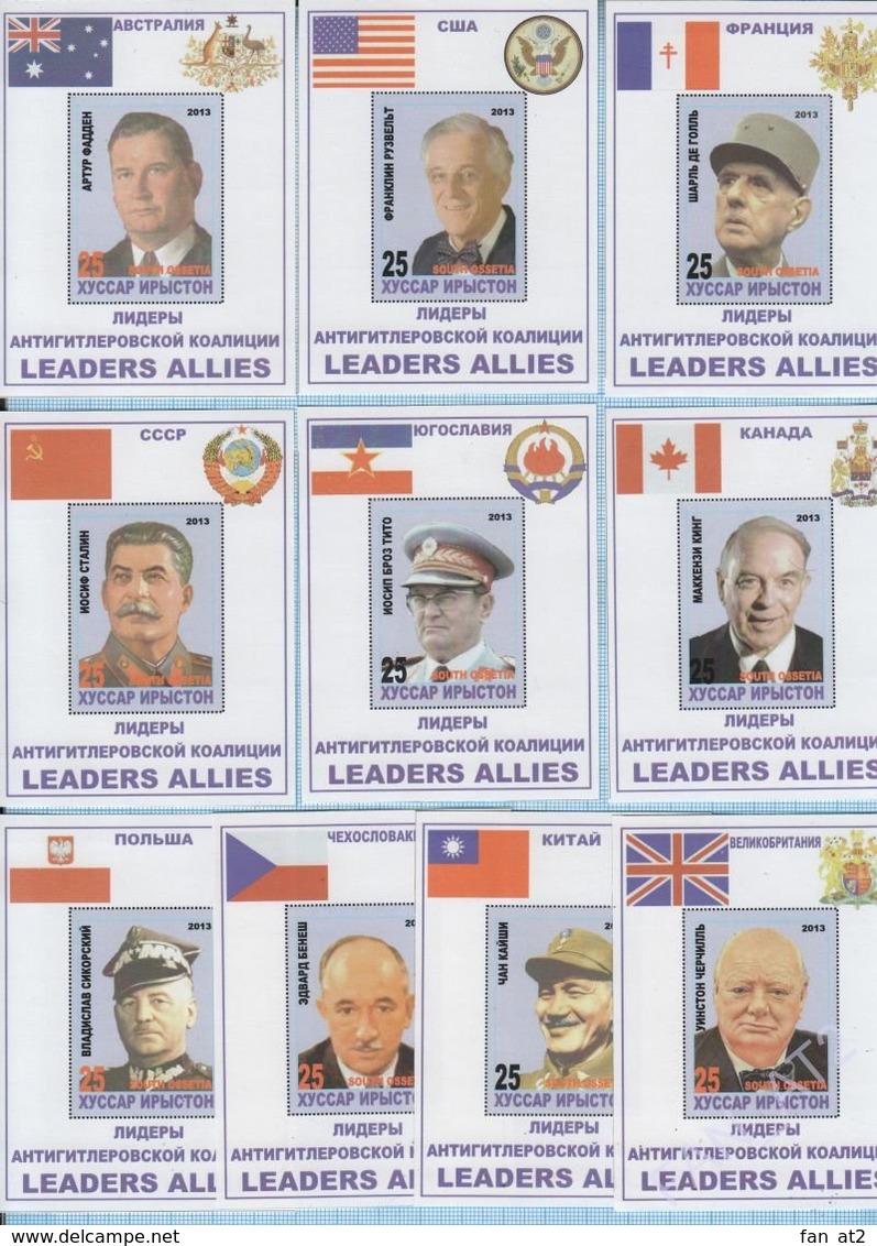 Fantazy Labels / Private Issue. The History.  Leaders Of The Anti-Hitler Coalition. WWII . Blocks. 2012 - Viñetas De Fantasía