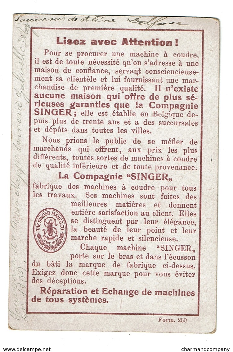 Chromo - Singer - Les Meilleures Machines à Coudre / Sewing Machines - Gand Rue Du Soleil  -  2 Scans - Sonstige & Ohne Zuordnung