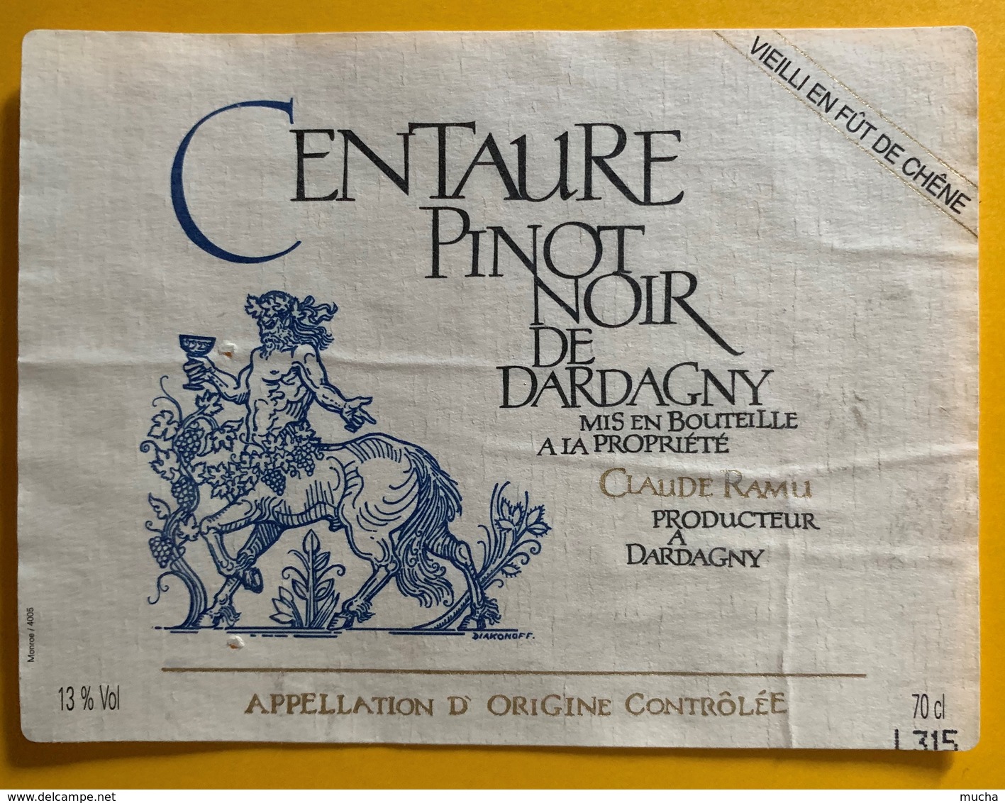 10883 -  Centaure Pinot Noir Claude Ramu Dardagny Suisse Illustration Diakonoff - Art