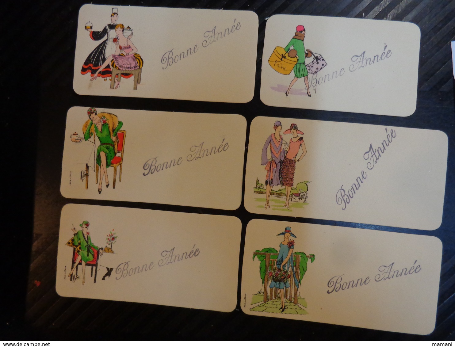 Lot De Carte Miniatures  Bonne Annee-mode Retro Illustrateur A Determiner SIF Ou Molina ??? - Nieuwjaar