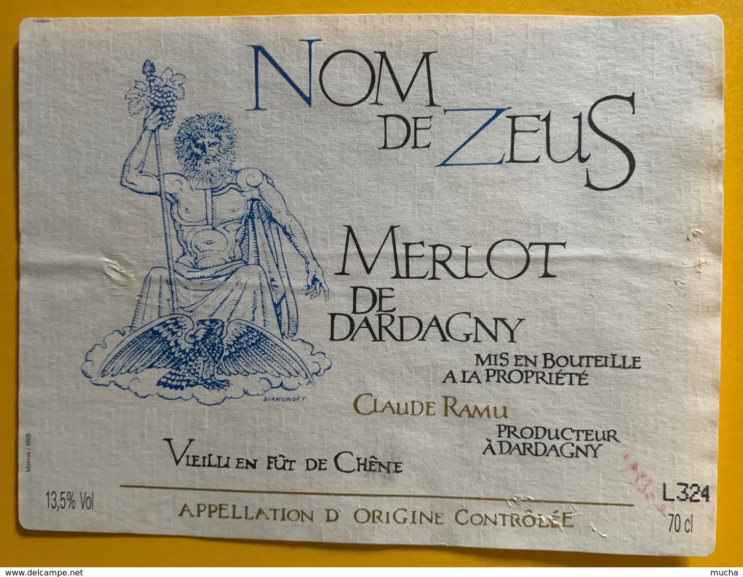 10885 -  Nom De Zeus Merlot Claude Ramu Dardagny Suisse Illustration Diakonoff - Arte