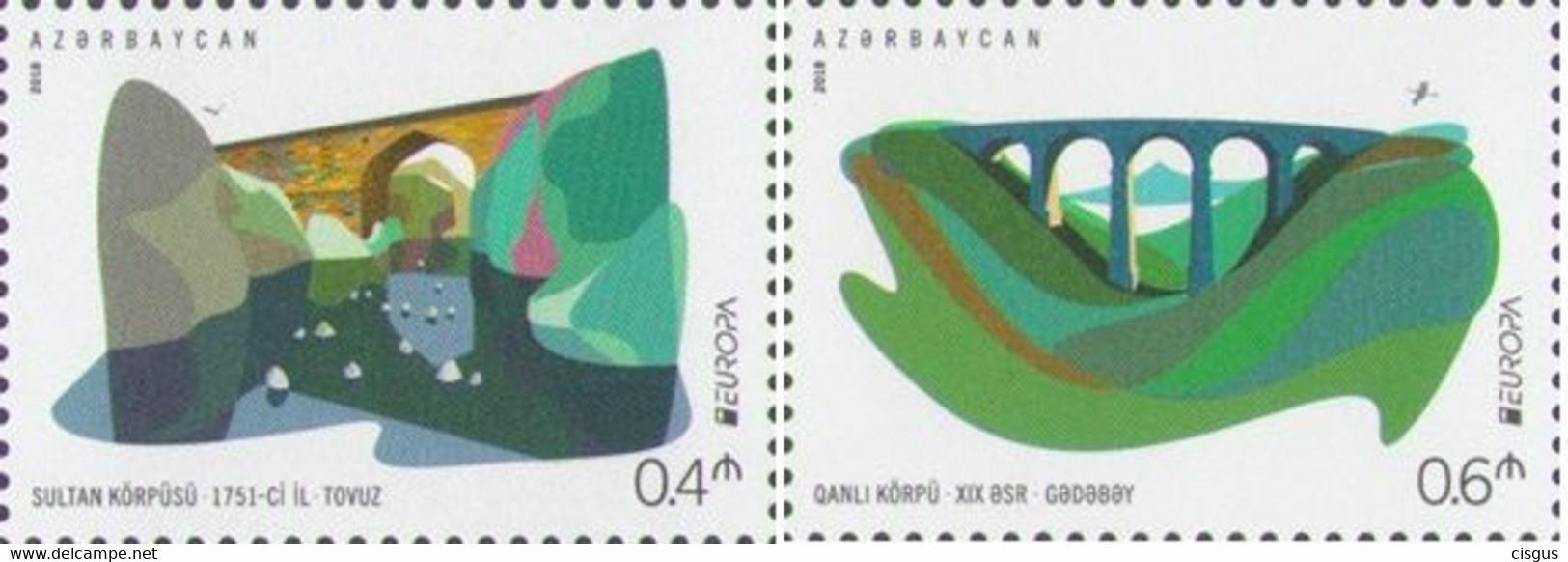 Azerbaijan Aserbaidschan 2018 Europe Stamps Set Bridges 2018 SALE USED WRONG PICTURE - Azerbaïjan