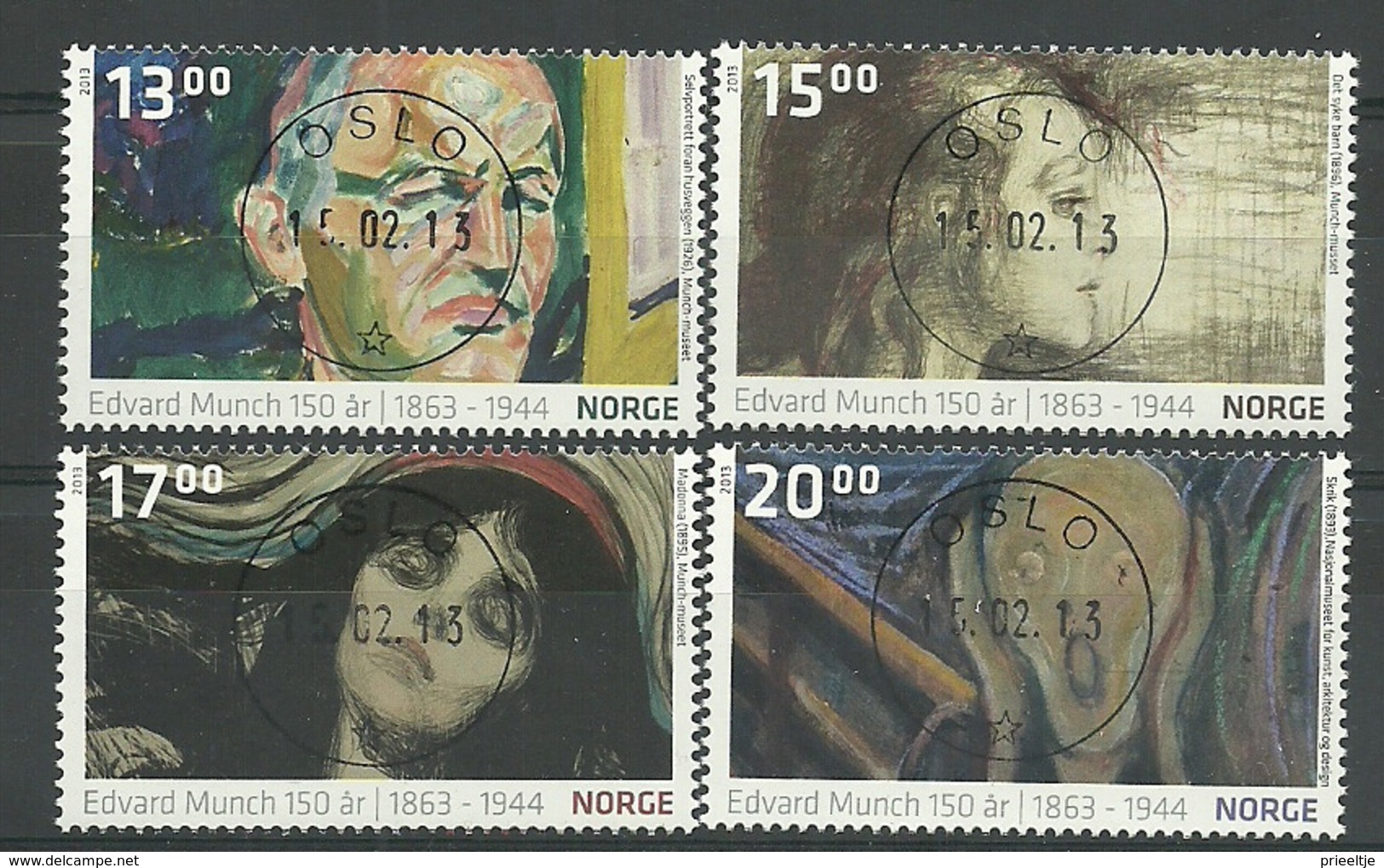 Norway 2013 Edvard Munch 1580th Anniv. Central Y.T. 1754/1757 (0) - Oblitérés