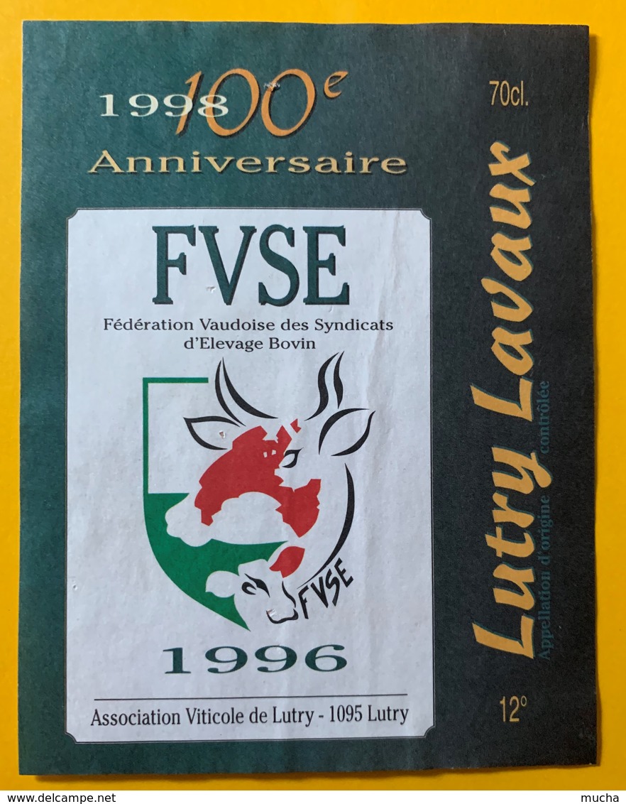 10894 -  100e Anniversaire Fédération Vaudoise Elevage Bovin 1998 Suisse Lutry 1996 - Koeien