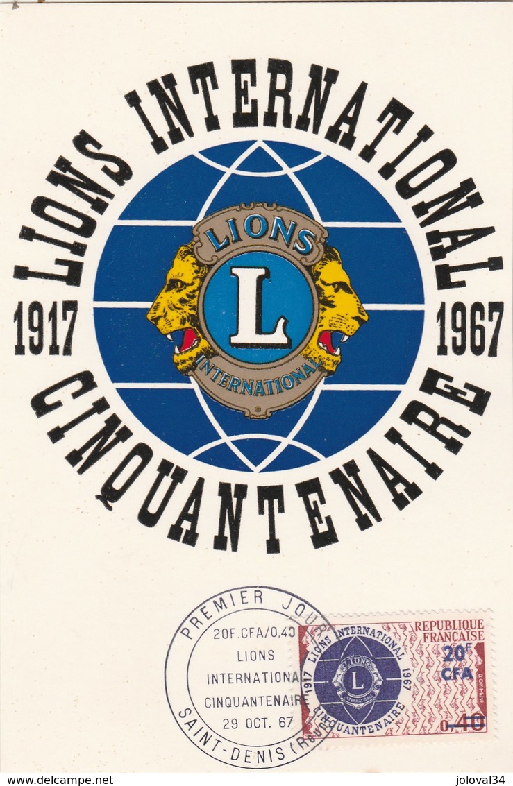 REUNION Carte Maximum Yvert 375 Lions International 29/10/1967 - Lettres & Documents