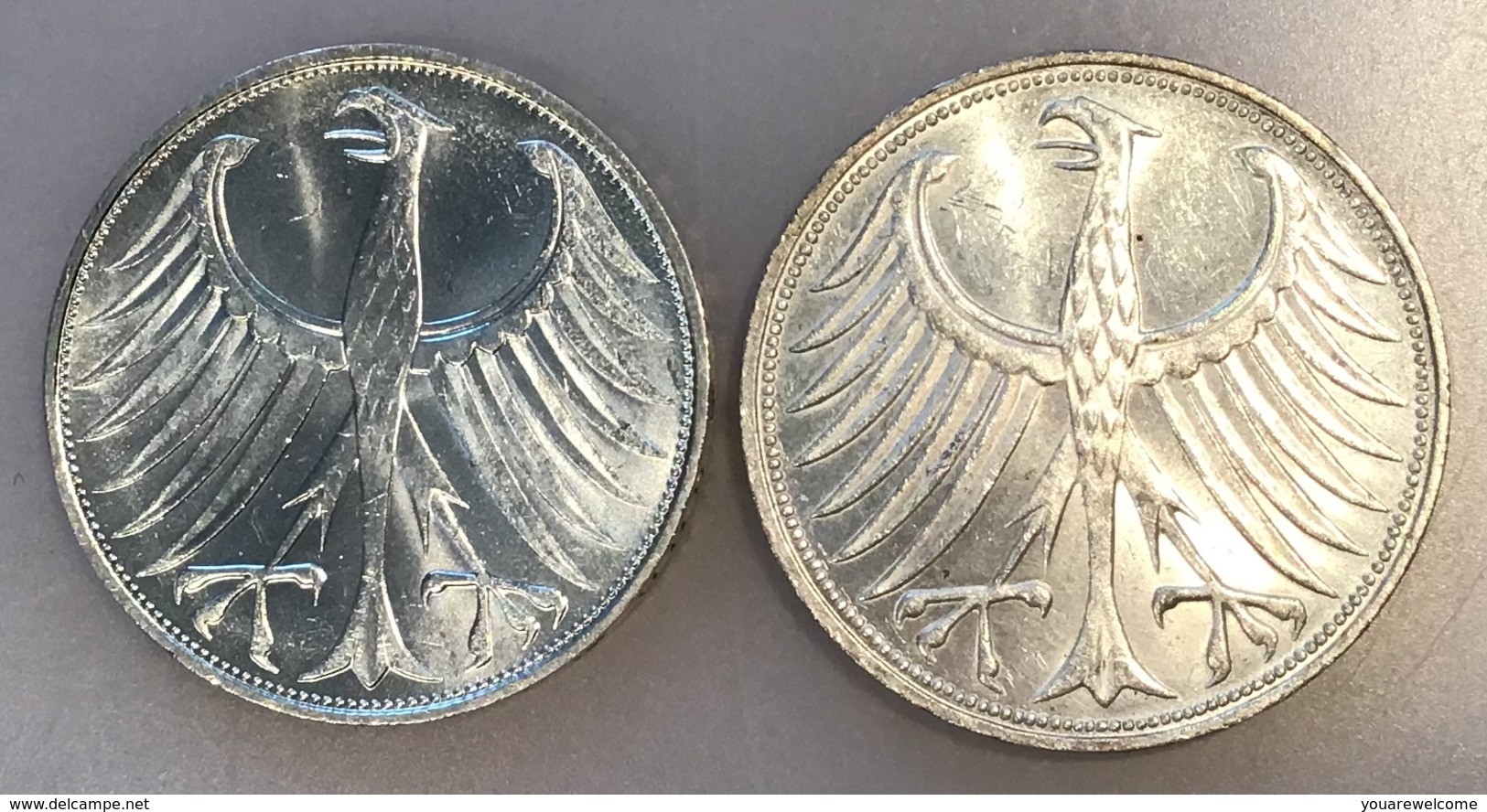 BRD 5 Mark 1973 J  Stg TOP ERHALTUNG + 1973 F Bankfrisch - (Deutschland Münze Monnaie Coin Germany Allemagne - 5 Mark