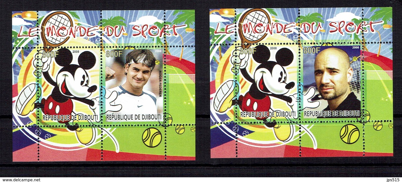Tennis - Federer And Agassi, 2 Mini Sheets ** - Tennis