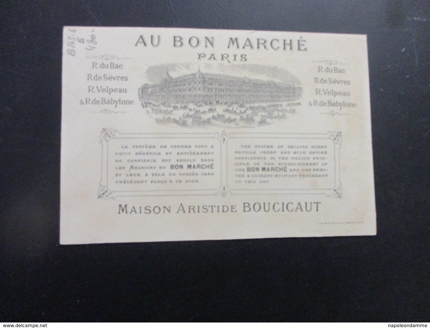 Chromo, Au Bon Marche, - Au Bon Marché