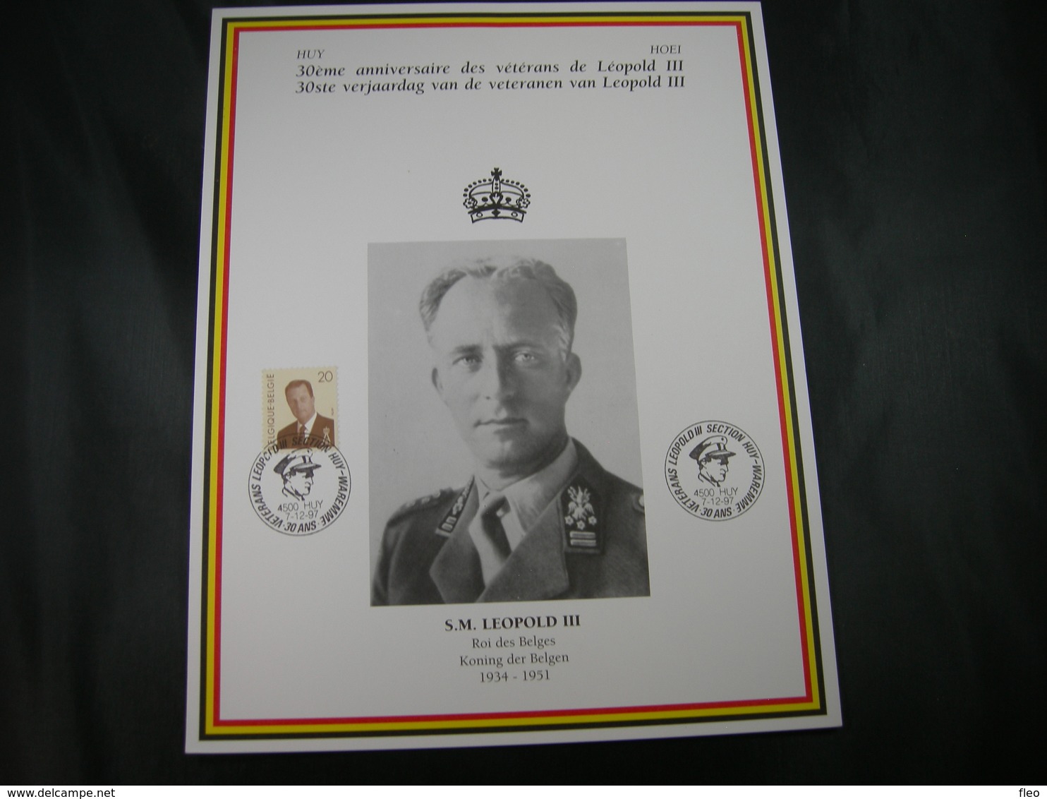 BELG.1997 Militaire Herdenkingskaart " LEOPOLD III VETERANEN " Carte Commémorative Militaire - 1991-2000